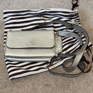 Henri Bendel Silver Leather Crossbody Bag